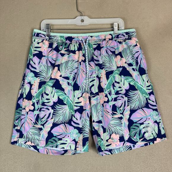 Chubbies Swim Trunk Mens XL‎ Multicolor Floral The Night Faunas Lined UPF 50+ 7" - Picture 1 of 16